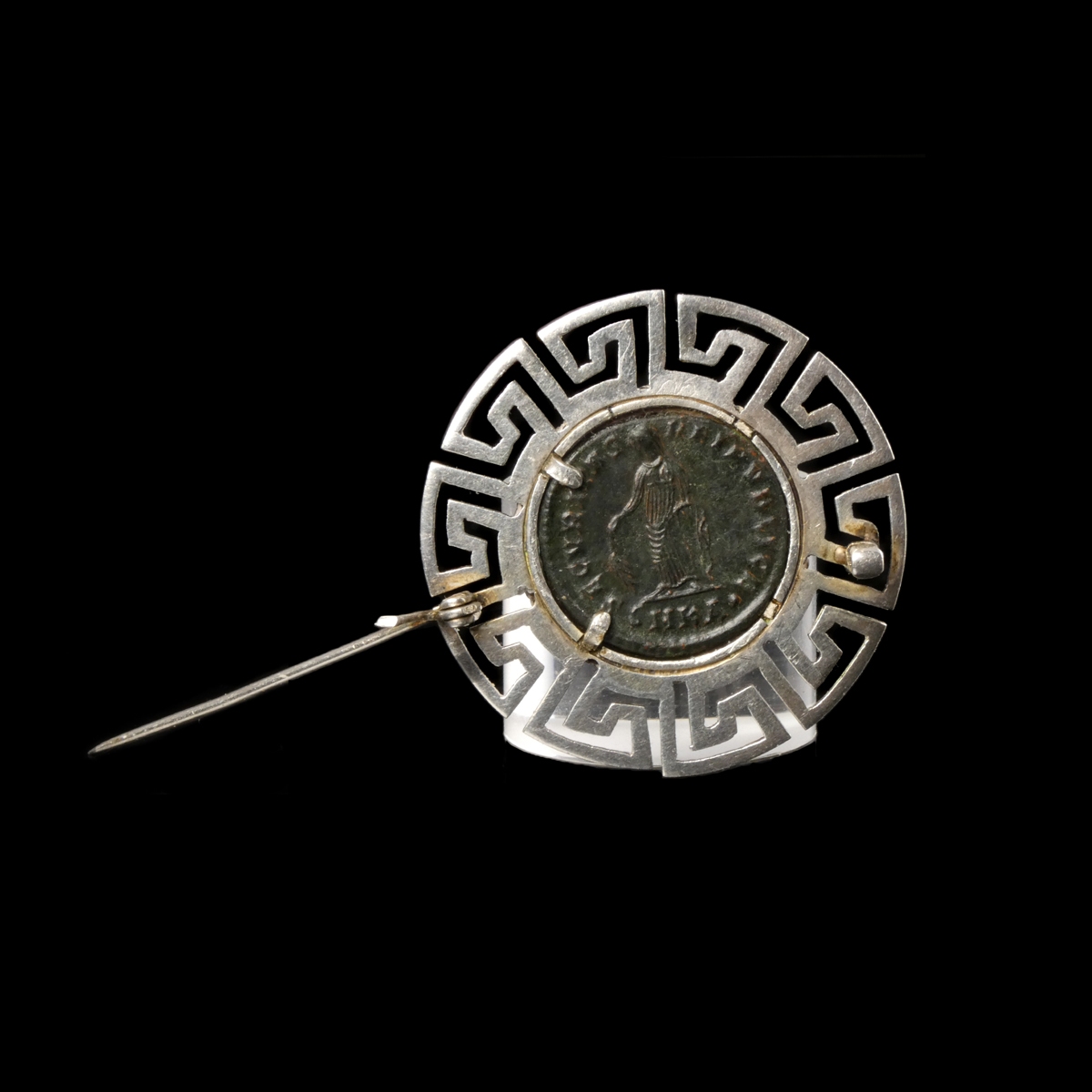 Silver brooch with Roman coin Empress Helena