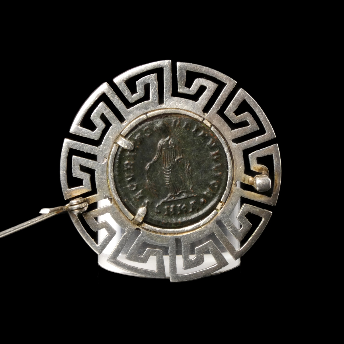 Silver brooch with Roman coin Empress Helena