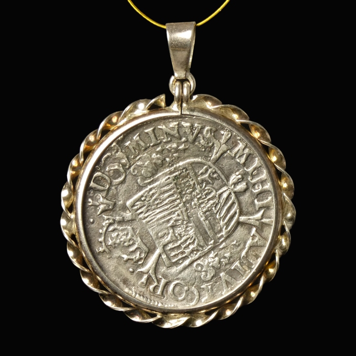 Silver pendant with 1/5 Philipsdaalder 1566, Philips II