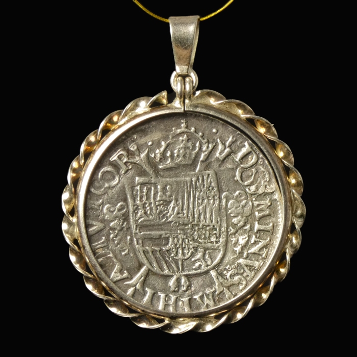 Silver pendant with 1/5 Philipsdaalder 1566, Philips II