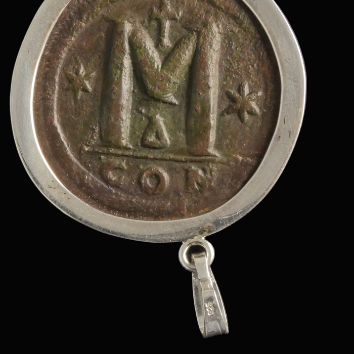 Silver pendant with Byzantine coin of Anastasius I