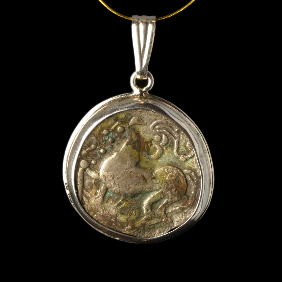 Silver pendant with Celtic coin, Danube Region Tetradrachm