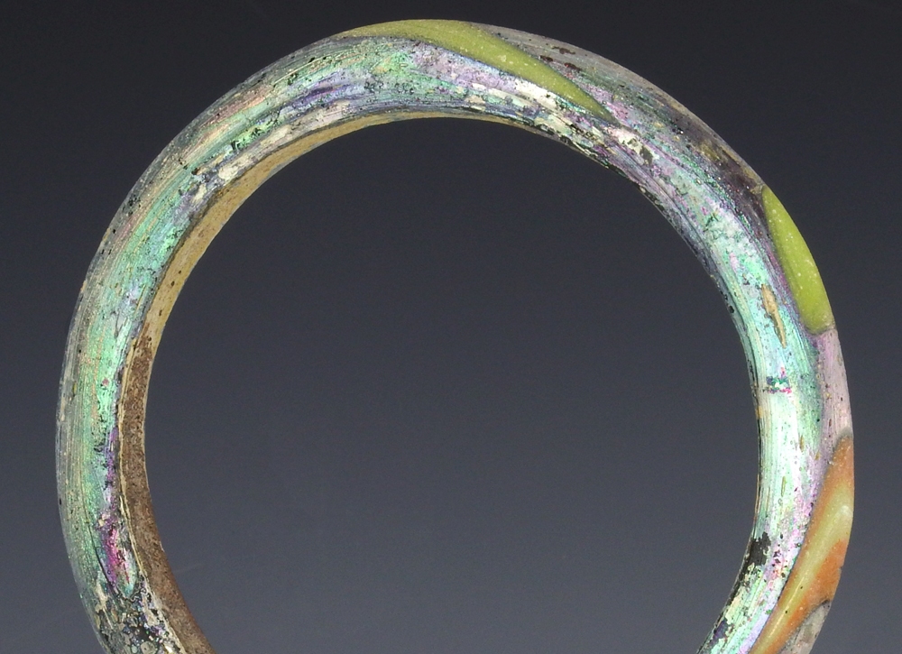 Solid Roman multicoloured glass bracelet / bangle