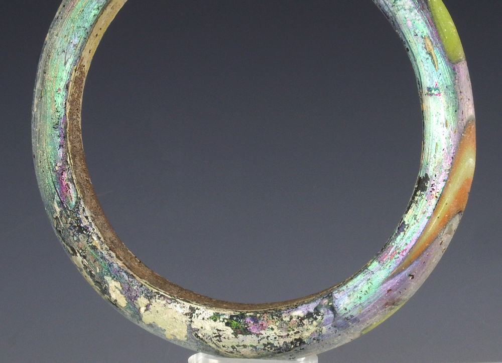 Solid Roman multicoloured glass bracelet / bangle