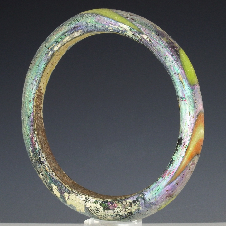 A Roman glass bangle bracelet, c.1st-4th Century AD, translucent turquoise sold blue