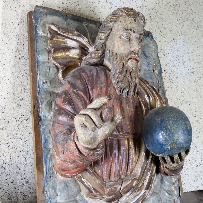 Swabian School, large polychrome panel of Christ as Saviour