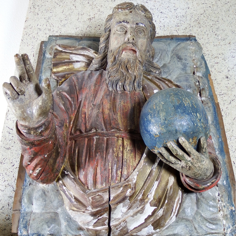 Swabian School, large polychrome panel of Christ as Saviour