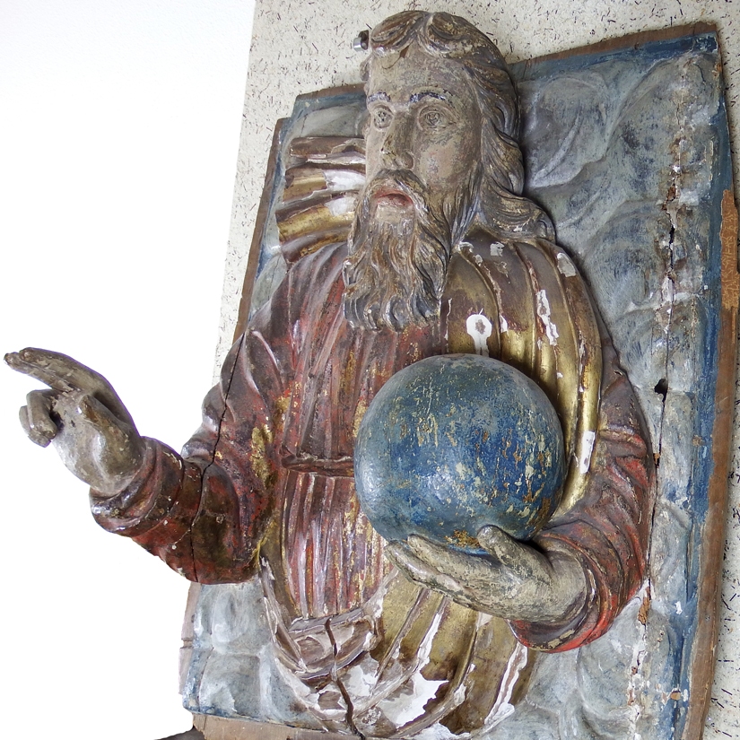 Swabian School, large polychrome panel of Christ as Saviour