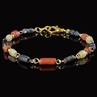 Bracelet with Roman red, black, semi-translucent glass beads