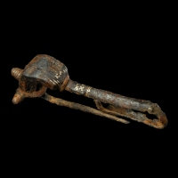 Roman iron fibula with gold inlay, rare
