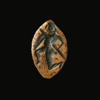 Ancient Greek Hellenistic signet ring with a warrior