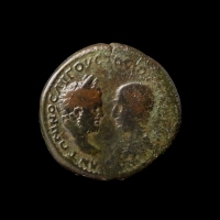 Roman Provincial, Caracalla with Julia Domna, Æ Pentassarion