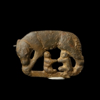 Roman bronze Romulus and Remus fibula