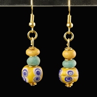 Earrings with Celtic glass stratified 'Eye' beads