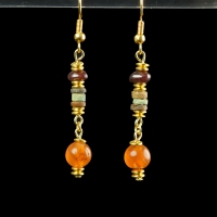 Earrings with Egyptian faience, carnelian and garnet beads