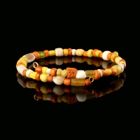 Bracelet with Roman orange, yellow glass and shell beads