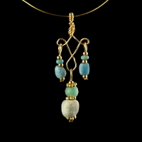 Pendant with Roman turquoise glass beads