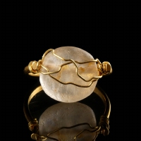 Ring with Roman wire-wrapped rock crystal bead