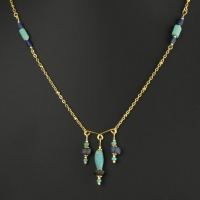 Necklace with Roman blue and turquoise glass beads