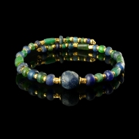 Bracelet with Roman blue and green glass beads