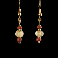 Earrings with Roman red and semi-translucent glass beads