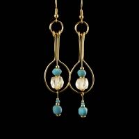 Earrings with Roman turquoise and semi-translucent beads