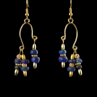 Earrings with Roman blue glass beads