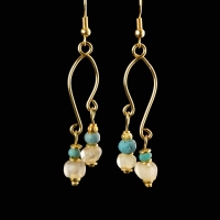 Earrings with Roman turquoise and semi-translucent beads