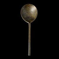 Pewter spoon with Tudor Rose mark and initials A A