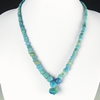 Necklace with Roman turquoise glass and faience beads